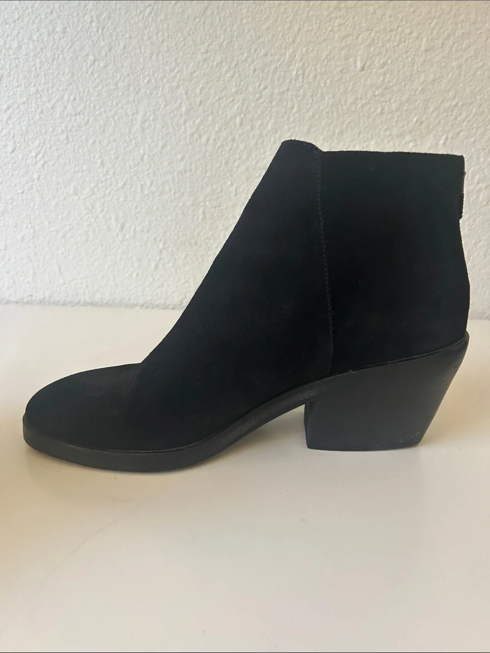 Eileen Fisher Black Suede Ankle Booties with Block Heel
